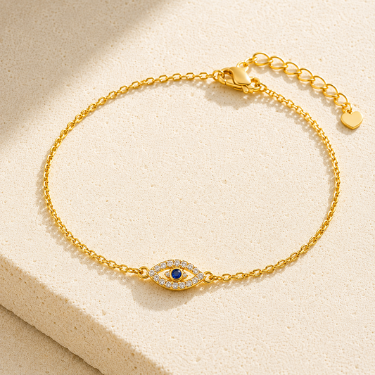 Gold Pavé Evil Eye Bracelet