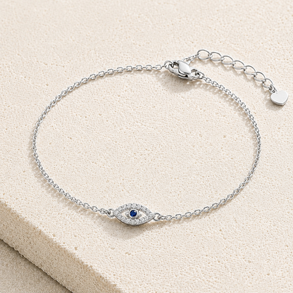 Silver Pave Evil Eye Bracelet