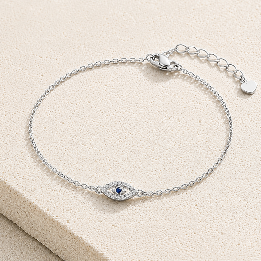 Silver Pave Evil Eye Bracelet
