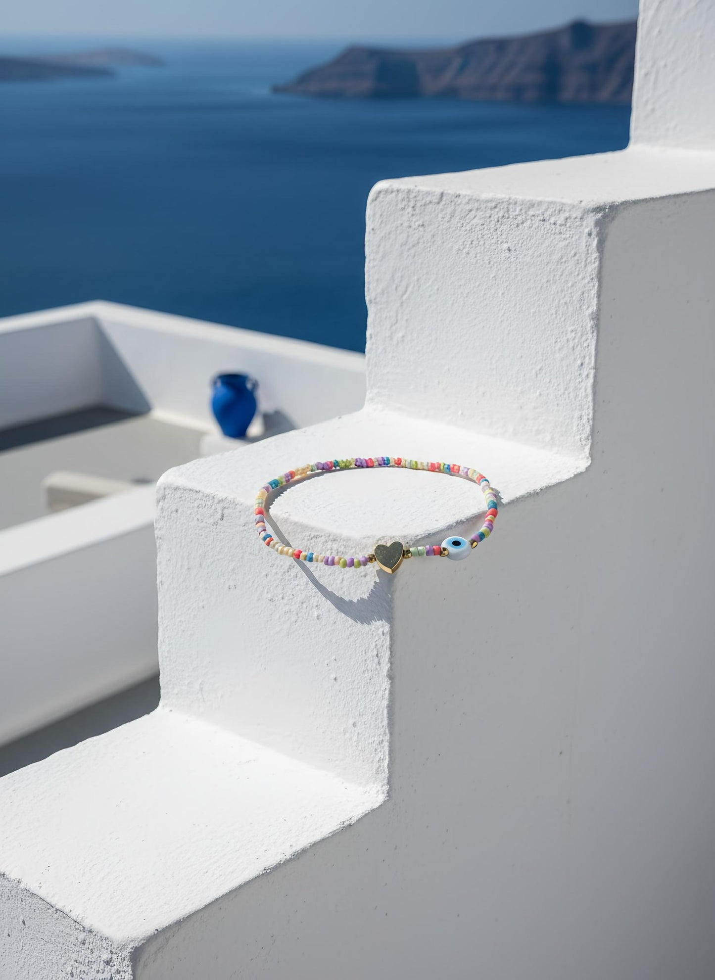 Rainbow heart beaded bracelet