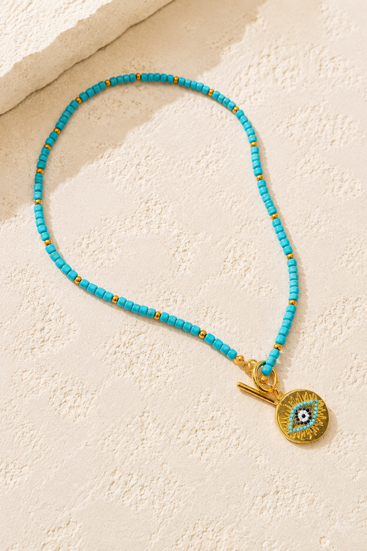 Iris Turquoise Beaded Necklace