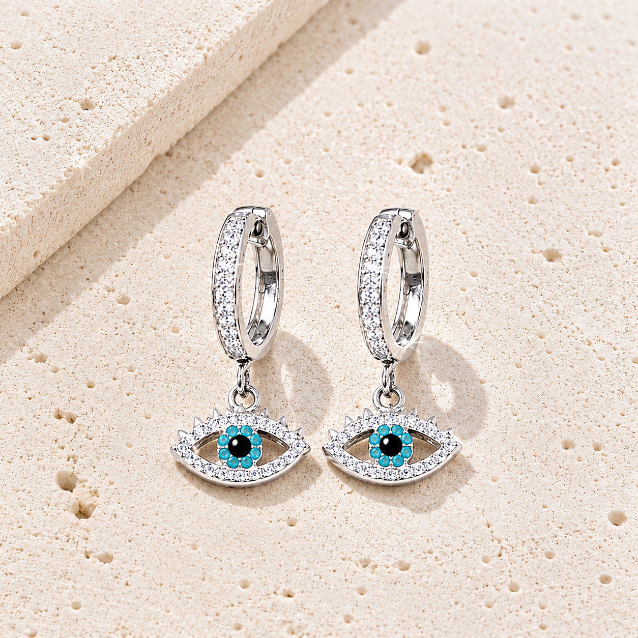 Artemis Silver Evil Eye Huggies