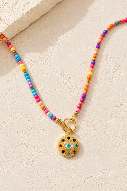 Iris Rainbow Beaded Necklace