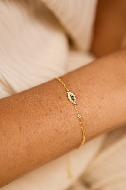 Gold Pavé Evil Eye Bracelet