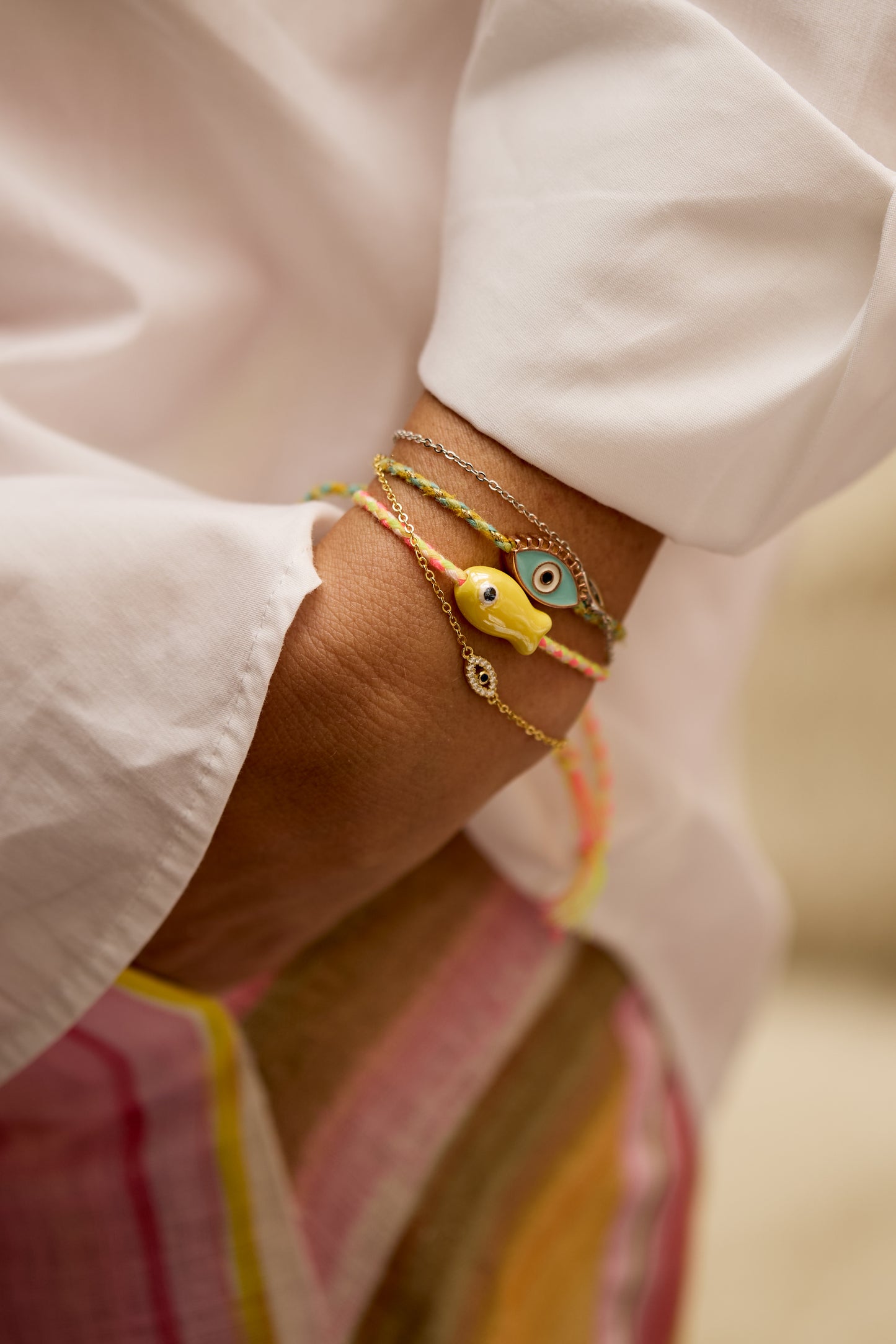 Gold Pavé Evil Eye Bracelet