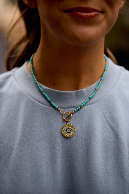 Iris Turquoise Beaded Necklace